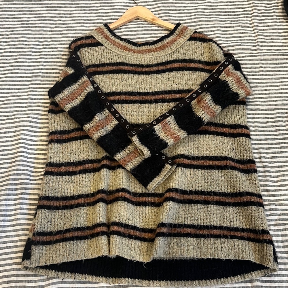 Free People Side Striped Tunic Sweater